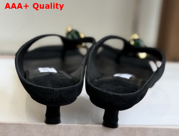 Jimmy Choo Emeri Stone 35 Black and Clover Suede Sandals Replica