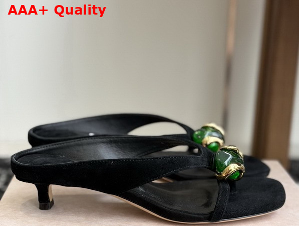 Jimmy Choo Emeri Stone 35 Black and Clover Suede Sandals Replica