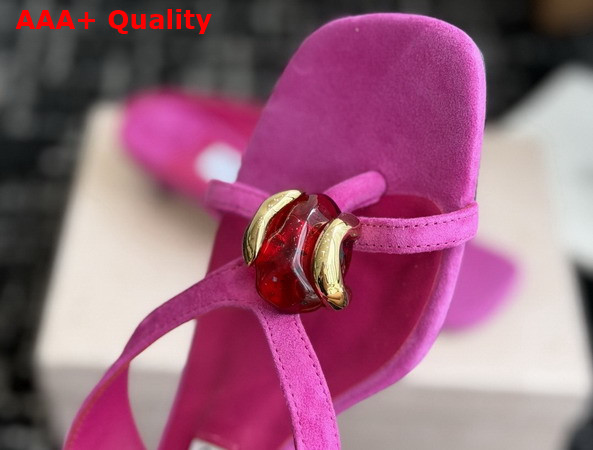 Jimmy Choo Emeri Stone 35 Violet Orchid and Dark Amber Suede Sandals Replica