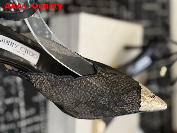 Jimmy Choo Faiz 100 Black Jimmy Choo Lace Pumps with Metal Lace Detail Replica