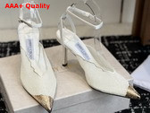 Jimmy Choo Faiz 100 Ivory Jimmy Choo Lace Pumps with Metal Lace Detail Replica