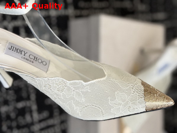Jimmy Choo Faiz 100 Ivory Jimmy Choo Lace Pumps with Metal Lace Detail Replica