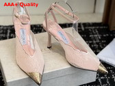 Jimmy Choo Faiz 100 Rose Jimmy Choo Lace Pumps with Metal Lace Detail Replica