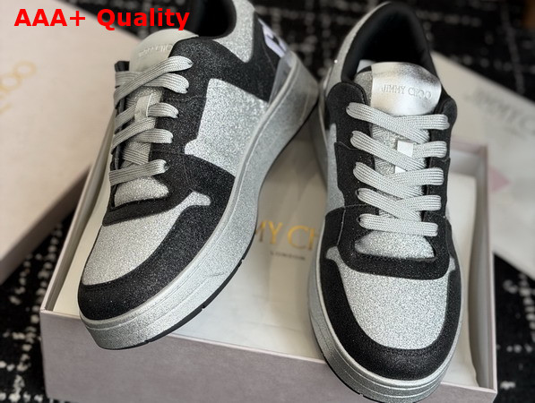 Jimmy Choo Florent M Black Glitter Fabric Trainers Replica