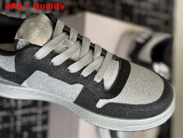 Jimmy Choo Florent M Black Glitter Fabric Trainers Replica