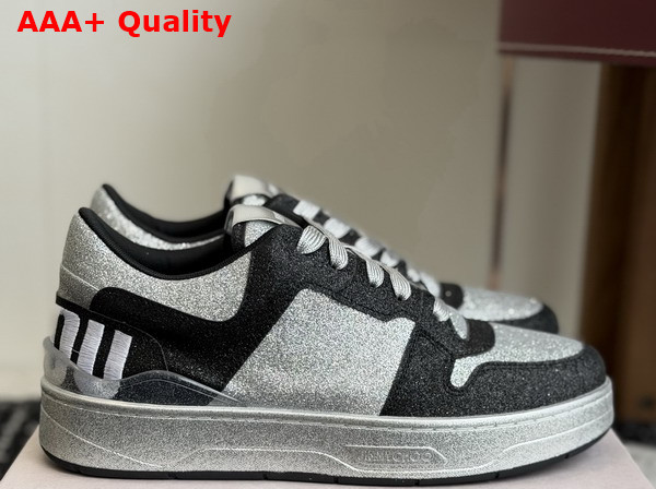 Jimmy Choo Florent M Black Glitter Fabric Trainers Replica