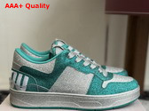 Jimmy Choo Florent M Green Glitter Fabric Trainers Replica