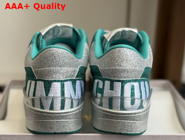 Jimmy Choo Florent M Green Glitter Fabric Trainers Replica