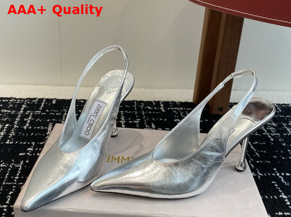 Jimmy Choo Isa 95 Silver Leather Pumps Replica