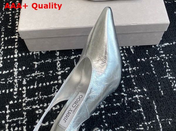 Jimmy Choo Isa 95 Silver Leather Pumps Replica