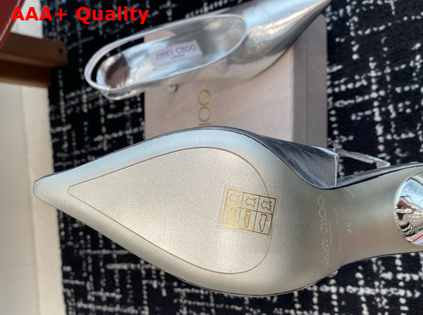 Jimmy Choo Isa 95 Silver Leather Pumps Replica