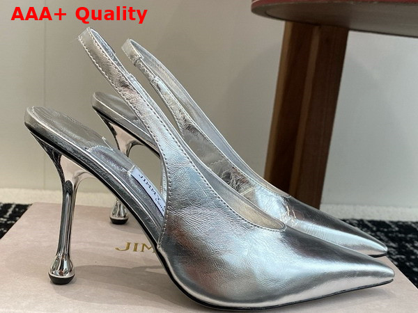 Jimmy Choo Isa 95 Silver Leather Pumps Replica