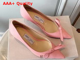 Jimmy Choo Leather Pumps in Pink with Bow Detail Replica