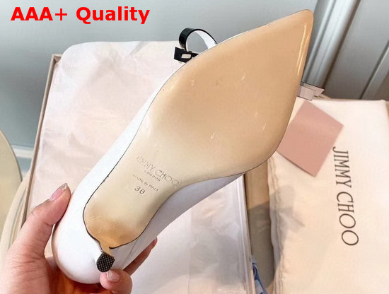 Jimmy Choo Leather Pumps in White with Bow Detail Replica