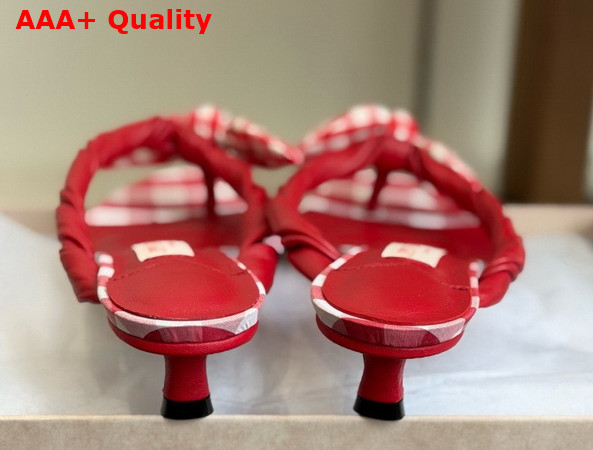 Jimmy Choo Liss 35 Ruby Red Mix Mixed Gingham Cotton Mule Sandals with Gingham Bow Replica