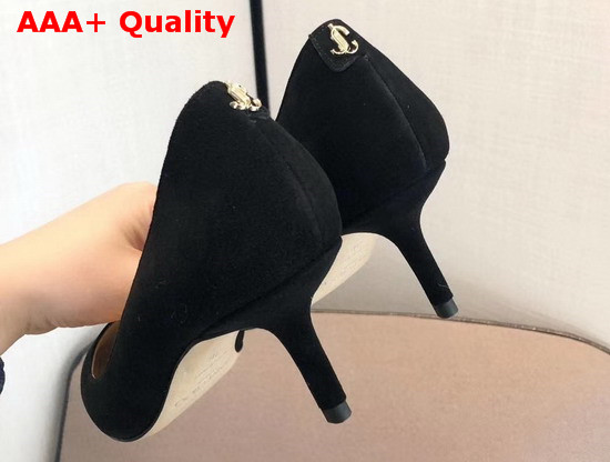 Jimmy Choo Love 65 Black Suede Pointed Pumps with JC Emblem Replica