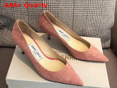 Jimmy Choo Love 65 Pink Suede Pointed Pumps with JC Emblem Replica