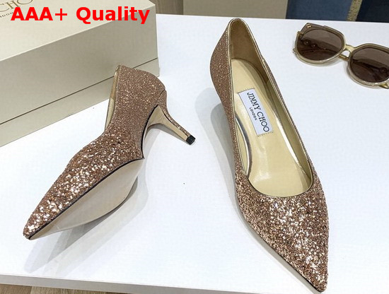 Jimmy Choo Love 65 Pumps Gold Glitter Replica