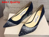 Jimmy Choo Love 65 Pumps in Blue Suede with Asymmetric Sprinkled Crystals Replica