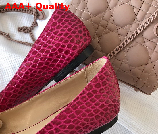 Jimmy Choo Love Flat Pink Croc Embossed Leather Flat Pumps Replica