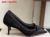 Jimmy Choo Love Mesh 85 Black Satin with Ruched Tulle Pumps Replica