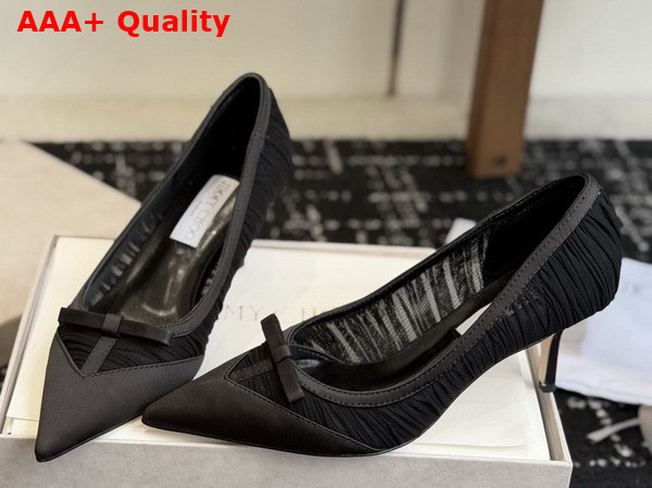 Jimmy Choo Love Mesh 85 Black Satin with Ruched Tulle Pumps Replica