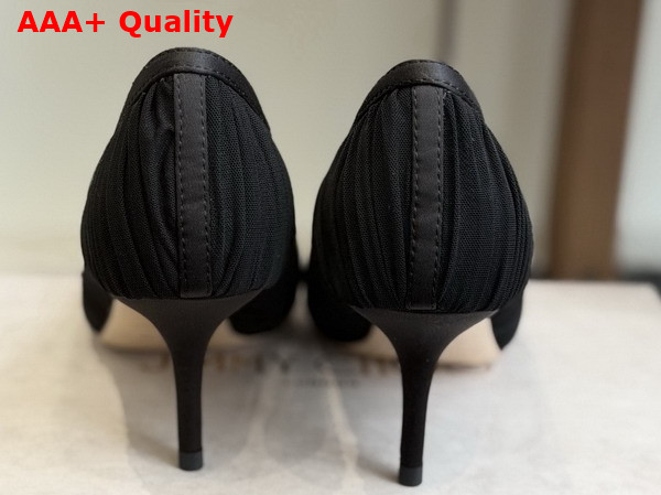 Jimmy Choo Love Mesh 85 Black Satin with Ruched Tulle Pumps Replica