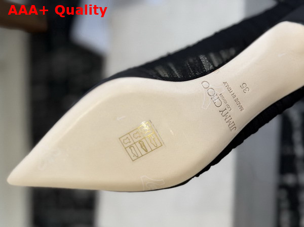 Jimmy Choo Love Mesh 85 Black Satin with Ruched Tulle Pumps Replica
