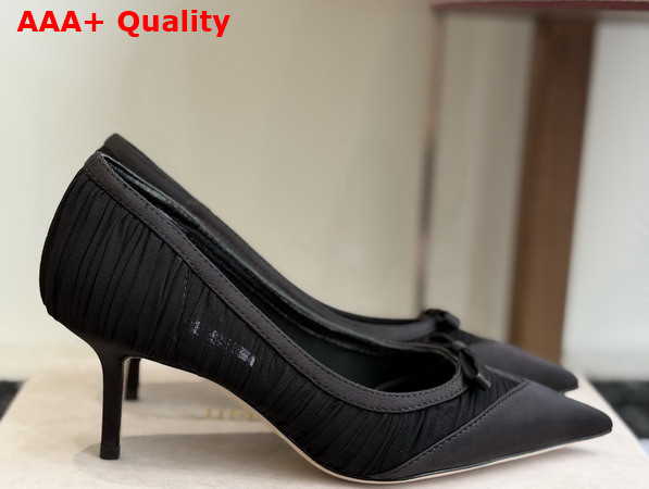 Jimmy Choo Love Mesh 85 Black Satin with Ruched Tulle Pumps Replica
