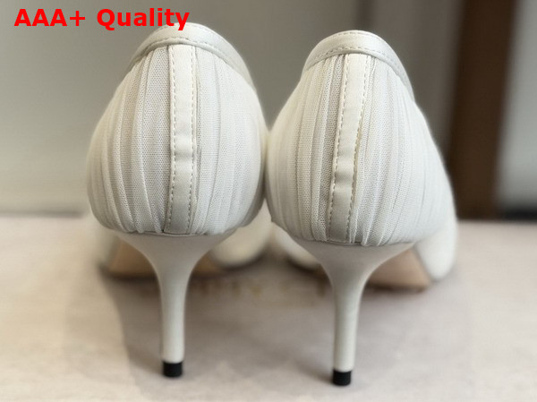 Jimmy Choo Love Mesh 85 Ivory Satin with Ruched Tulle Pumps Replica