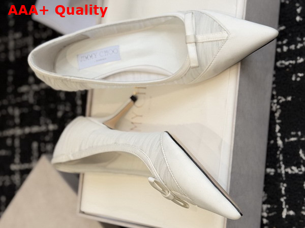Jimmy Choo Love Mesh 85 Ivory Satin with Ruched Tulle Pumps Replica