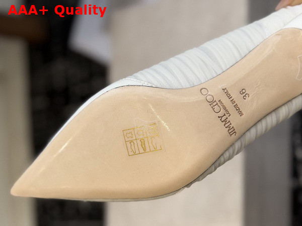 Jimmy Choo Love Mesh 85 Ivory Satin with Ruched Tulle Pumps Replica