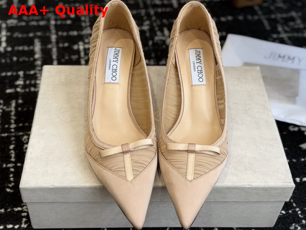 Jimmy Choo Love Mesh 85 Macaron Satin with Ruched Tulle Pumps Replica