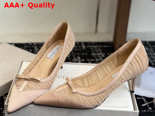 Jimmy Choo Love Mesh 85 Macaron Satin with Ruched Tulle Pumps Replica