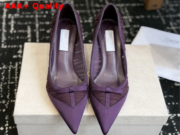 Jimmy Choo Love Mesh 85 Winter Bloom Satin with Ruched Tulle Pumps Replica