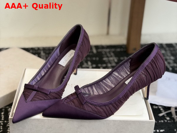Jimmy Choo Love Mesh 85 Winter Bloom Satin with Ruched Tulle Pumps Replica