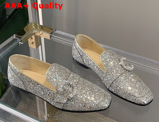 Jimmy Choo Mani Flat Silver Crystal Replica