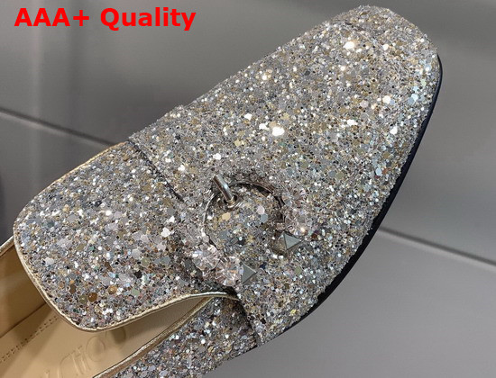 Jimmy Choo Mani Flat Silver Crystal Replica
