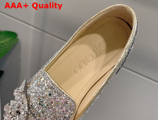 Jimmy Choo Mani Flat Silver Crystal Replica