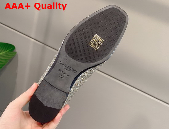 Jimmy Choo Mani Flat Silver Crystal Replica