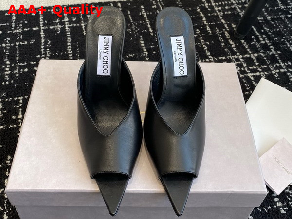 Jimmy Choo Maryanne Mule 100 Black Calf Leather Pointed Toe Mules Replica