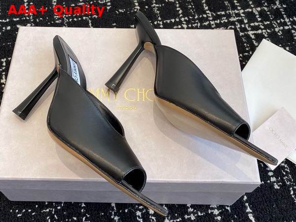 Jimmy Choo Maryanne Mule 100 Black Calf Leather Pointed Toe Mules Replica
