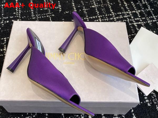 Jimmy Choo Maryanne Mule 100 Purple Satin Pointed Toe Mules Replica