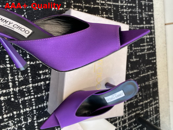 Jimmy Choo Maryanne Mule 100 Purple Satin Pointed Toe Mules Replica