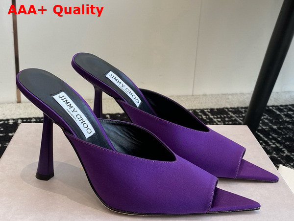 Jimmy Choo Maryanne Mule 100 Purple Satin Pointed Toe Mules Replica