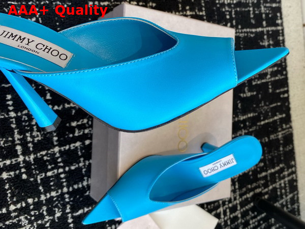 Jimmy Choo Maryanne Mule 100 Sky Blue Calf Leather Pointed Toe Mules Replica