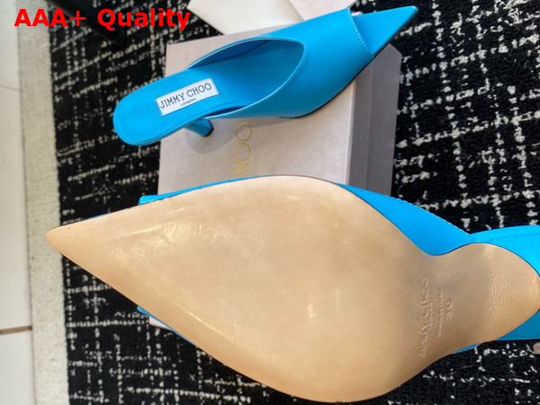 Jimmy Choo Maryanne Mule 100 Sky Blue Calf Leather Pointed Toe Mules Replica