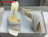 Jimmy Choo Naria Mule 75 Latte Nappa Leather Mules with Crystal Mesh Replica