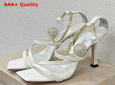 Jimmy Choo Ottilia 90 Latte Nappa Leather Sandals with Crystal and Pearl Strap Replica