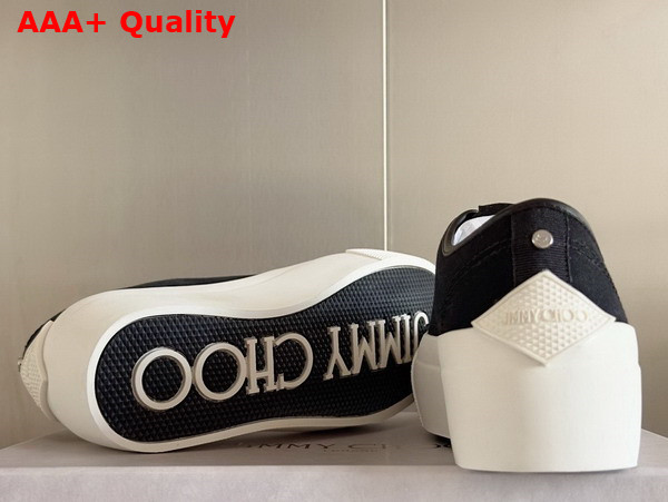 Jimmy Choo Palma Maxi F Black and Latte Canvas Platform Trainers with Embroidered Logo Replica
